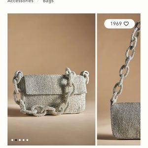 Anthropologie Fiona knotted silver sparkly hand bag/purse. Great condition